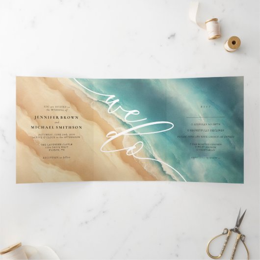Carte Trois Volets Mariage spécial d'été Ocean Beach (Intérieur)