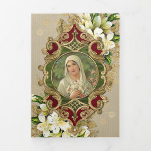 Carte Trois Volets Masse religieuse Offrant Virgin Mary Tri-Fold Card