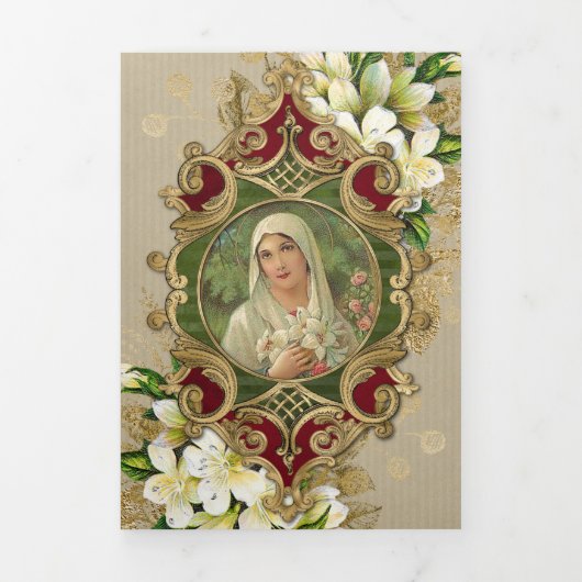 Carte Trois Volets Masse religieuse Offrant Virgin Mary Tri-Fold Card (Page de couverture)