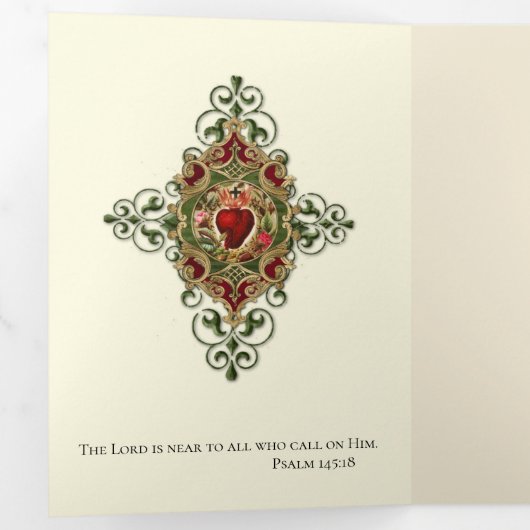 Carte Trois Volets Masse religieuse Offrant Virgin Mary Tri-Fold Card (Intérieur en premier)