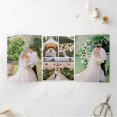 Carte Trois Volets Merci manuscrit avec photos Mariages (Intérieur)