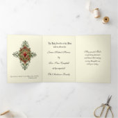 Carte Trois Volets Messe religieuse Offrant Sacré Coeur Jésus (Intérieur)