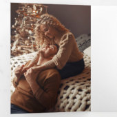 Carte Trois Volets Moderne Elegant Holiday Joy Script Photo (Intérieur en premier)