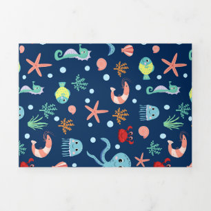 Carte Trois Volets Monde marin