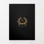 Carte Trois Volets Monogramme photo en or noir QR Code RSVP Détails (Page de couverture)