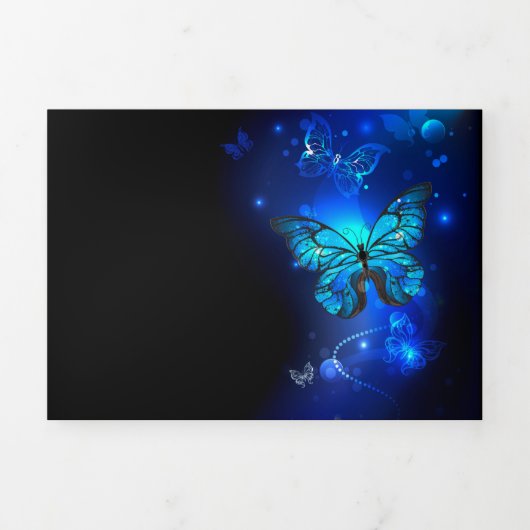 Carte Trois Volets Morpho Butterfly in the Dark Background (Page de couverture)