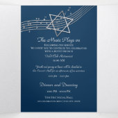 Carte Trois Volets Music Bar Mitzvah Silver Star de David (Intérieur au milieu)