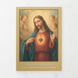 Carte Trois Volets Neuvaine de reddition de Jésus Prière catholique