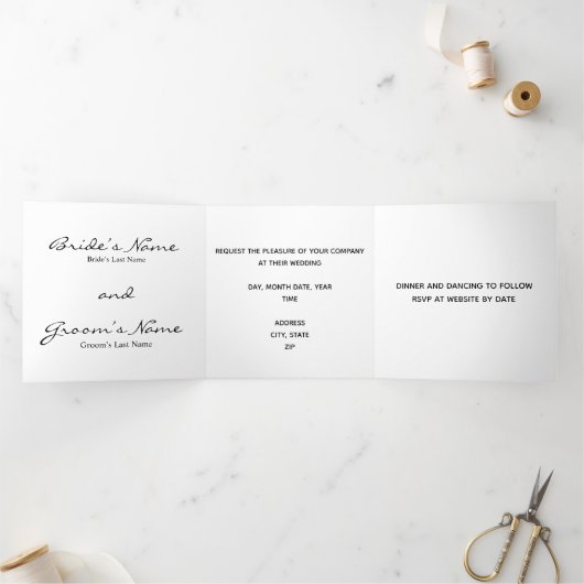 Carte Trois Volets « Nous nous marions ! » Carte de mariage triptyque (Intérieur)