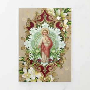 Carte Trois Volets Offrande de messe religieuse Sacré-Cœur Jésus