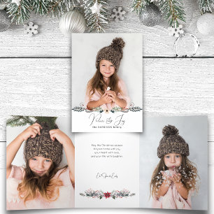 Carte Trois Volets Paix moderne et joie Noël Photo botanique