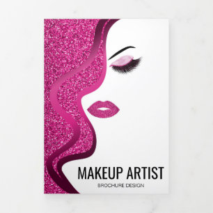 Carte Trois Volets Parties scintillant de maquillage rose Salon Las