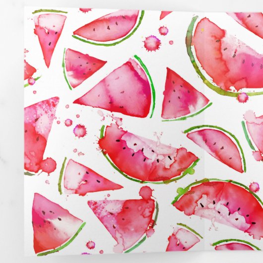 Carte Trois Volets Pastèque à l'aquarelle 1 (Intérieur en premier)