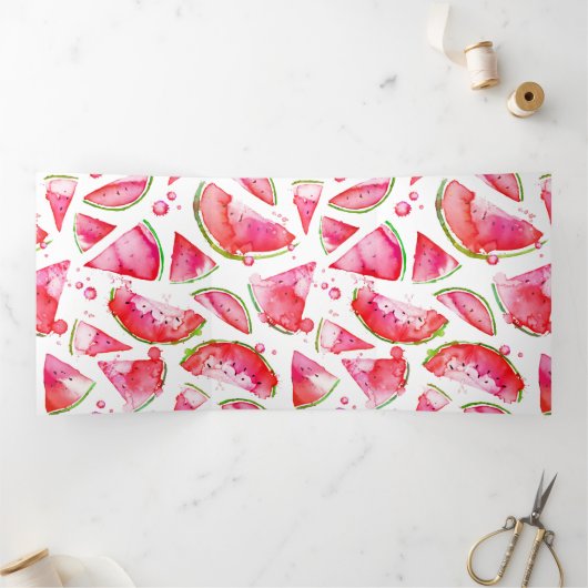 Carte Trois Volets Pastèque à l'aquarelle 1 (Intérieur)