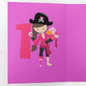 Carte Trois Volets Pâte rose Parties scintillant Pirate fille 1er ann (Intérieur en premier)