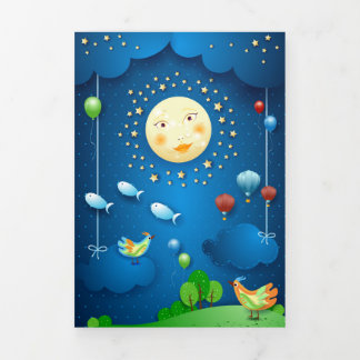 Carte Trois Volets Phoques et poissons volants