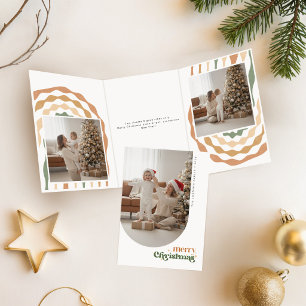 Carte Trois Volets Photo de famille rétro pour les fêtes de Noël Joye