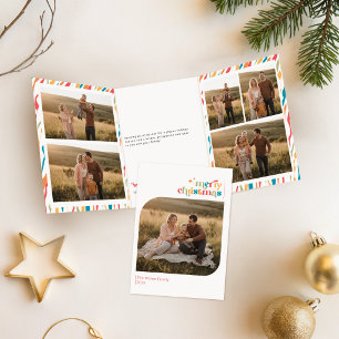 Carte Trois Volets Photo de famille rétro tendance Joyeux Noël