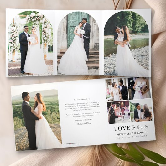 Carte Trois Volets Photo en forme d'arc de Merci mariage