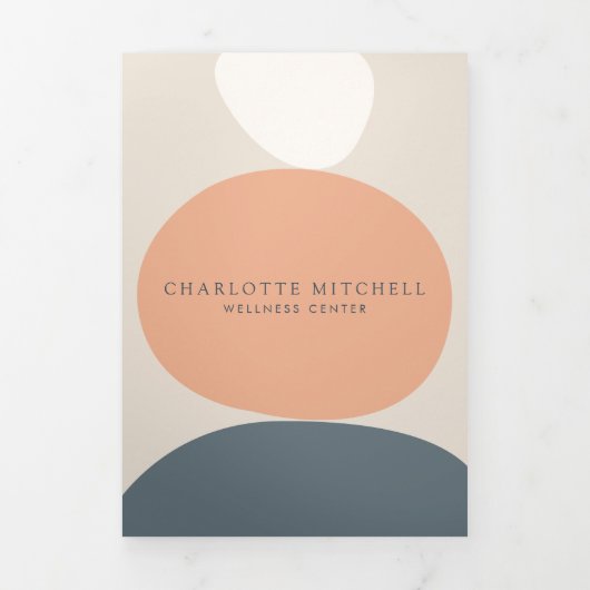 Carte Trois Volets Pierres Zen Abstraites modernes Pêche/Brochure Ble (Page de couverture)