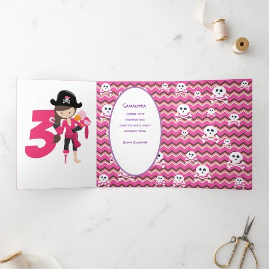 Carte Trois Volets Pirate rose (Intérieur)