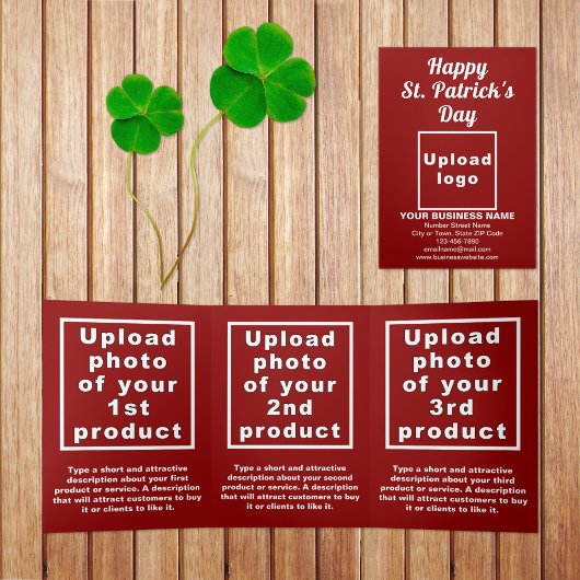 Carte Trois Volets Red St. Patrick's Day Business Trifold Card