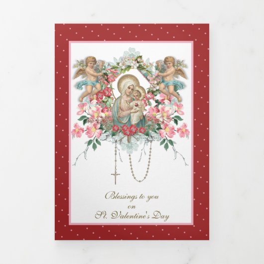Carte Trois Volets Religieuse Vierge Marie Anges Prière Valentine (Page de couverture)
