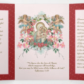 Carte Trois Volets Religieuse Vierge Marie Anges Prière Valentine (Intérieur au milieu)