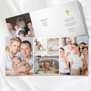 Carte Trois Volets Remerciement pour 6 photos de baptême