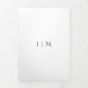 Carte Trois Volets Réponse Mariage Simple Blanc Formel