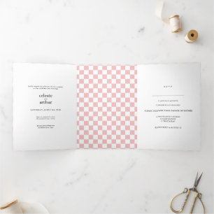 Carte Trois Volets Robe de mariage rose pastel à carreaux formelle