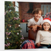 Carte Trois Volets Rustic Red/Green Plaid Merry Christmas 4-Photo (Intérieur en premier)