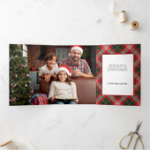 Carte Trois Volets Rustic Red/Green Plaid Merry Christmas 4-Photo (Intérieur)