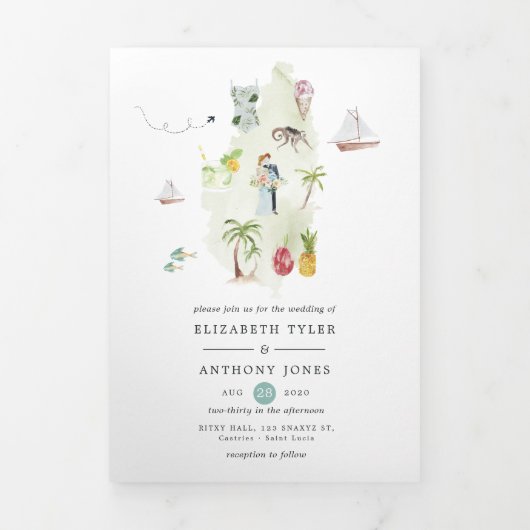 Carte Trois Volets Sainte Lucie Destination Mariage Photo Tri-Fold Ca (Page de couverture)