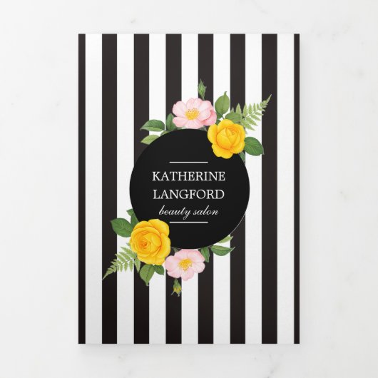 Carte Trois Volets Salon de beauté Floral minimal Suite d'affaires (Page de couverture)