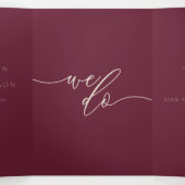 Carte Trois Volets Sang Rouge Bourgogne Formel Mariage minimal (Intérieur au milieu)