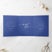 Carte Trois Volets Script Bleu Cobalt Formel Nous faisons Mariage Mod (Intérieur)