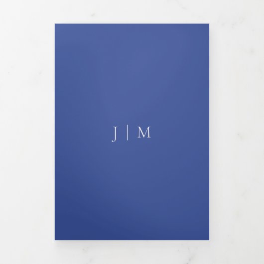 Carte Trois Volets Script Bleu Cobalt Formel Nous faisons Mariage Mod (Page de couverture)