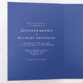 Carte Trois Volets Script Bleu Cobalt Formel Nous faisons Mariage Mod (Intérieur en premier)