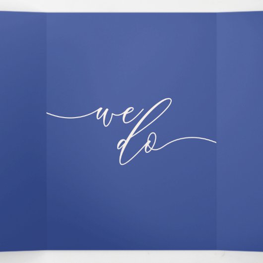 Carte Trois Volets Script Bleu Cobalt Formel Nous faisons Mariage Mod (Intérieur au milieu)