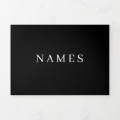 Carte Trois Volets Simple Black Custom Ajouter Votre Nom Élégant (Page de couverture)