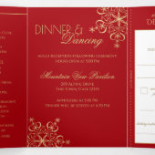 Carte Trois Volets Snowflakes Red et Gold Sparkle Tri-Fo (Intérieur au milieu)