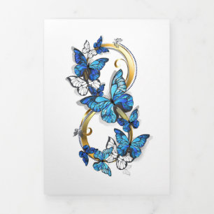 Carte Trois Volets Symbole infini de papillons Morpho bleus