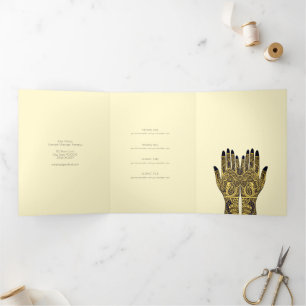 Carte Trois Volets Thérapeute de massage Henna Mehndi Mains