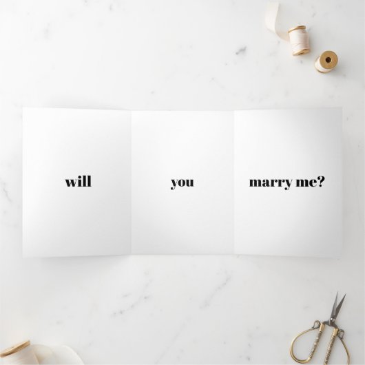 Carte Trois Volets Typographie moderne proposition de mariage personn (Intérieur)