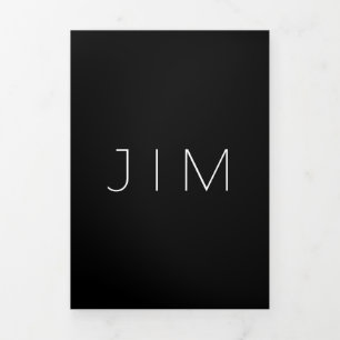 Carte Trois Volets Typographie noir classique Mariage minimal officie