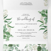 Carte Trois Volets  Vegetación de eucalipto| Boda de hoja verde (Intérieur au milieu)