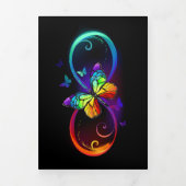 Carte Trois Volets Vibrant infinity with rainbow butterfly on black (Page de couverture)