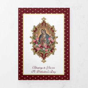 Carte Trois Volets Vierge religieuse Marie Guadalupe Prière Valentine