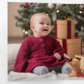 Carte Trois Volets Watercolor Floral Merry Christmas Script 3-Photo (Intérieur en premier)